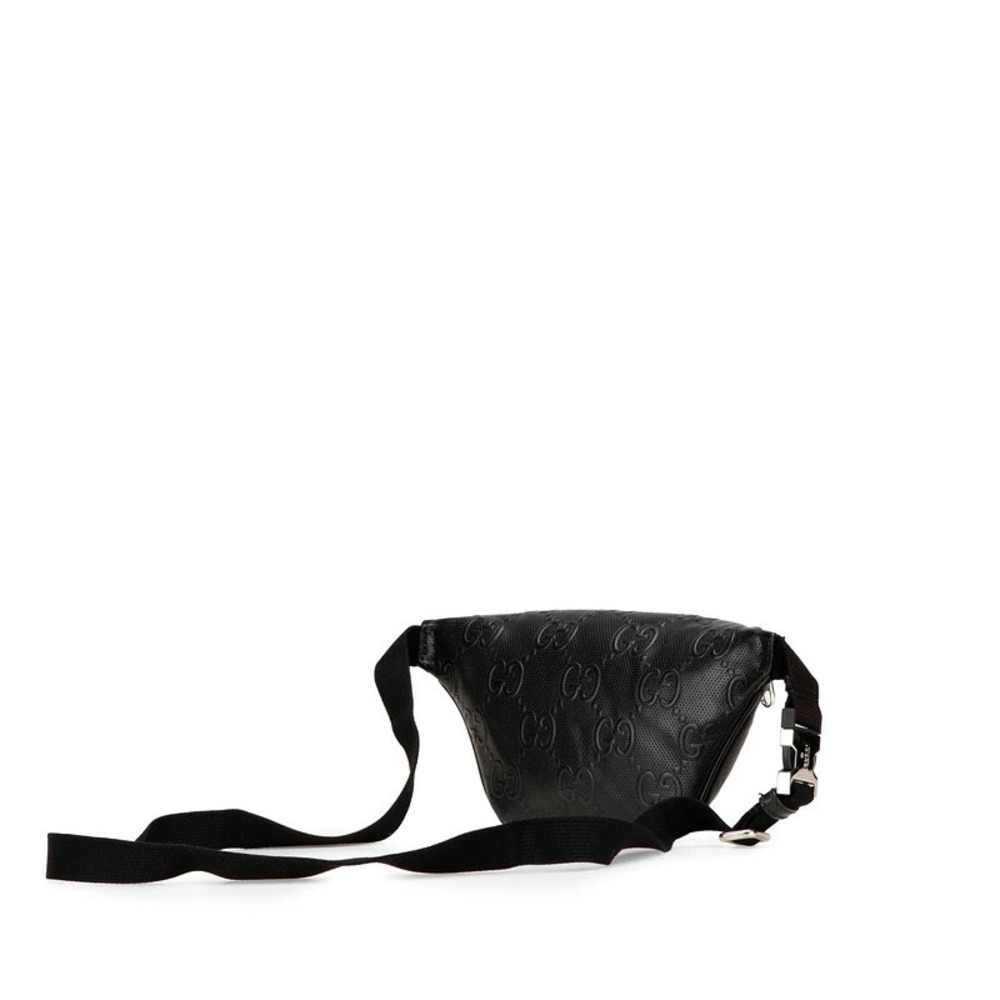 Gucci Belt Black Crossbody Belt Waist Bag GG Body Bum Leather Embossed